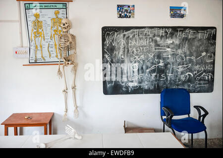 Une salle de classe dans une école à Hemis Shukpachen, Ladakh, Inde. Banque D'Images