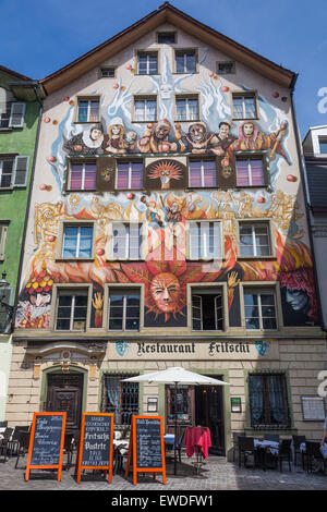 Mur extérieur du restaurant fritschi, dans la vieille ville de Lucerne, Suisse Banque D'Images