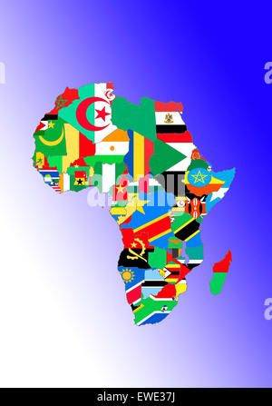 Symbolbild : Afrika : Laenderumrisse mit Flaggen/ image symbolique : Afrique : ébauche et drapeaux. Banque D'Images