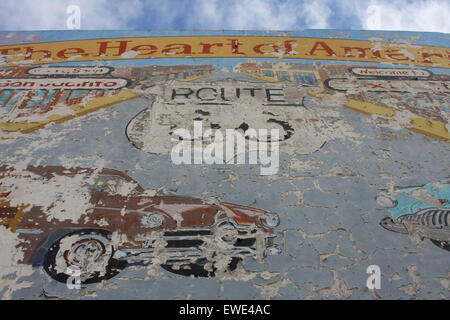 Route 66 murale dans Amarillo Texas USA Banque D'Images