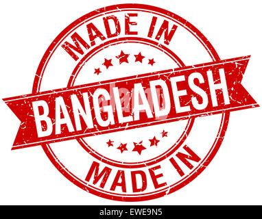 Fait en Bangladesh rouge rond vintage stamp Banque D'Images
