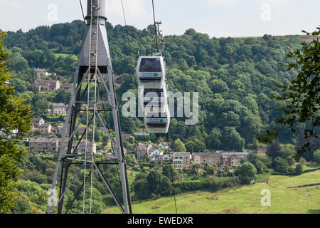 Trajet en téléphérique jusqu'aux hauteurs d'Abraham de Matlock Bath, Derbyshire, Angleterre, RU Banque D'Images