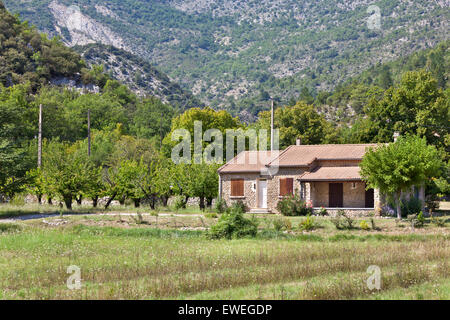 Ferme en Pierre dans les montagnes de Provence, France. Plan horizontal Banque D'Images