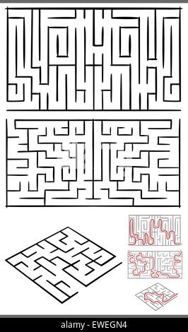 Ensemble de labyrinthes schémas graphiques pour l'éducation des enfants Illustration de Vecteur