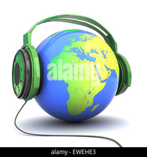 La terre dans un casque isolé sur fond blanc Banque D'Images