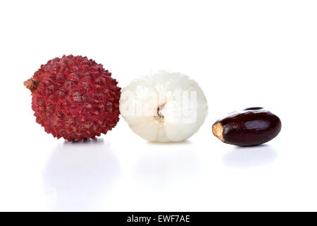 Sur fond blanc litchi - close-up Banque D'Images