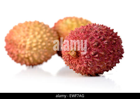 Sur fond blanc litchi - close-up Banque D'Images