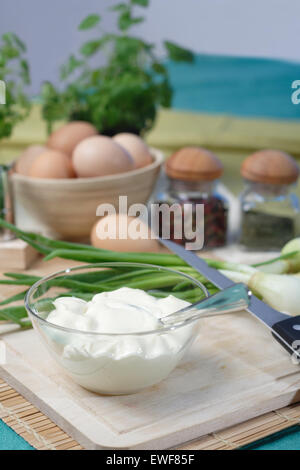 La mayonnaise dans un bol - studio shot Banque D'Images