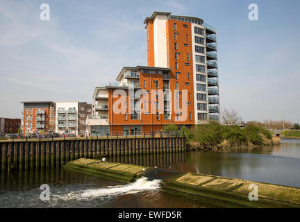Les barrages sur la rivière Orwell, Ipswich, Suffolk, Angleterre, RU Banque D'Images