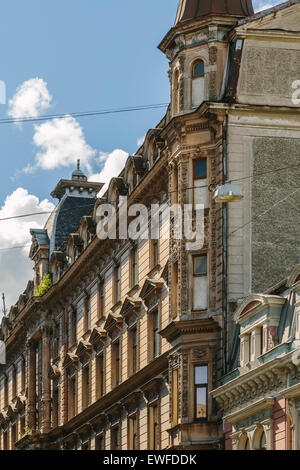 Close-up de façade de bâtiments art nouveau à Riga, Lettonie Banque D'Images