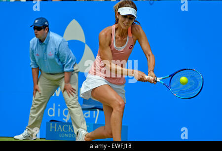 Tsvetana Pironkova (Bulgarie) jouant à Eastbourne, Royaume-Uni. 25 Juin, 2015. Banque D'Images