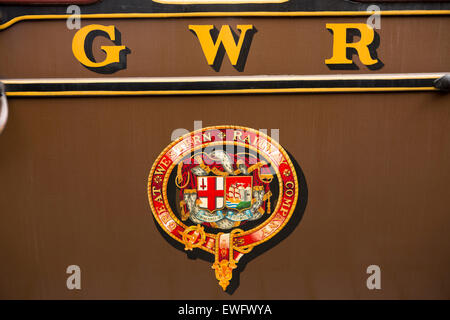 Royaume-uni, Angleterre, Worcestershire, Bewdley, Severn Valley Railway, Great Western Railway logo sur transport Banque D'Images