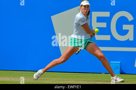 Johanna Konta jouer à Eastbourne, Royaume-Uni. 25 Juin, 2015. Aegon tournoi de tennis international. Banque D'Images