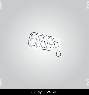 Icône de chute avec la bouteille d'eau Illustration de Vecteur