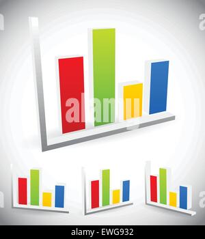 Graphique à barres 3D, éléments du graphique à barres, vecteur de présentation, statistiques, analyse des concepts. Illustration de Vecteur