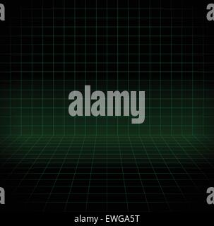 Espace blanc avec grille de perspective, wire frame pour "monde virtuel", le cyberespace thèmes. Illustration de Vecteur