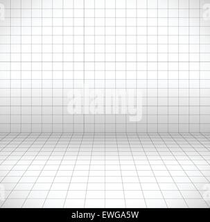 Espace blanc avec grille de perspective, WIRE FRAME. Illustration de Vecteur