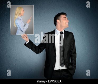 Homme rire de photo avec folle Banque D'Images