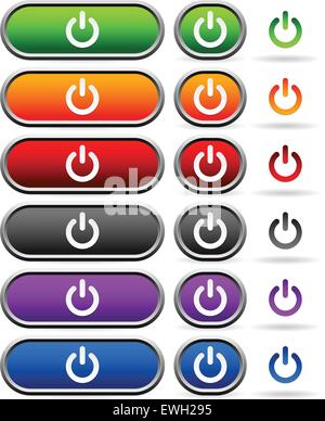 Boutons d'alimentation dans des couleurs différentes Illustration de Vecteur