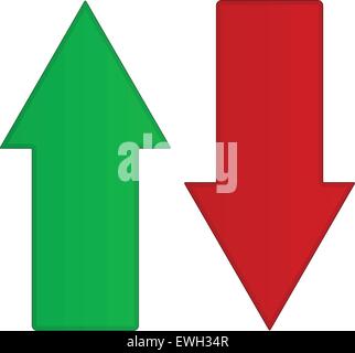 De simples flèches haut et bas. Les flèches vers le haut, le bas en vert et rouge Illustration de Vecteur
