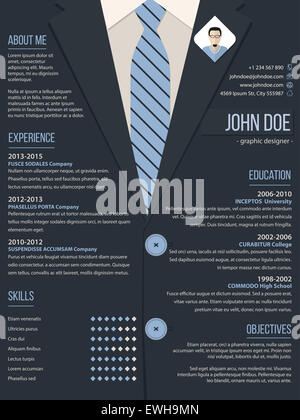 Curriculum vitae CV CV Cool template design avec fond costume d'affaires Banque D'Images