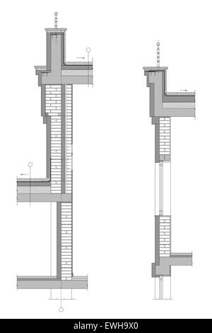 La section d'architecture détaillée de la région de fragment de mur de brique Banque D'Images