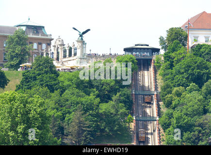 Funiculaire de château de Buda à Budapest, Hongrie Banque D'Images