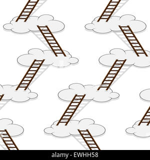 Escalier pour motif transparent nuages. La croissance des progrès, gagner et stratégie, l'amélioration et l'illustration graphique de vecteur, défi Banque D'Images