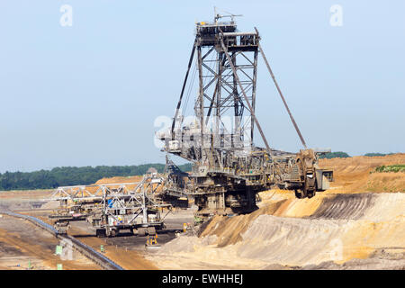 Dans une roue-pelle mine à ciel ouvert de lignite. Banque D'Images