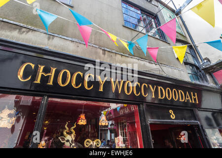 Shop nom Choccywoccydoodah avant de signer, une boutique de gâteaux au chocolat, les ruelles, Brighton, East Sussex, UK Banque D'Images