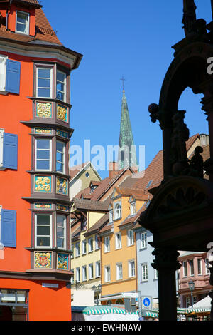 Les façades des maisons anciennes dans la ville allemande Rottweil - Bade-Wurtemberg Banque D'Images