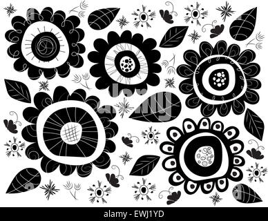 Fun et original composition florale en noir et blanc pour décorer votre vie Banque D'Images