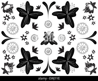 Composition florale originale en noir et blanc pour décorer vos Espaces plus élégant Banque D'Images