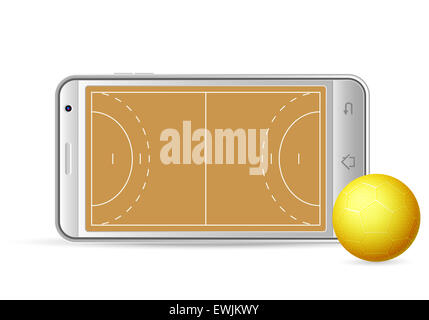 Smart phone handball sur un fond blanc. Vector illustration. Banque D'Images