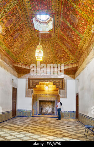 Intérieur du Palais de la Bahia, Marrakech, Maroc, Afrique Banque D'Images