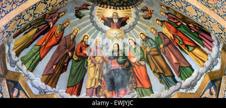 Jésus et ses apôtres sur le plafond de la Cathédrale Arménienne Vank, Isfahan, Iran Banque D'Images