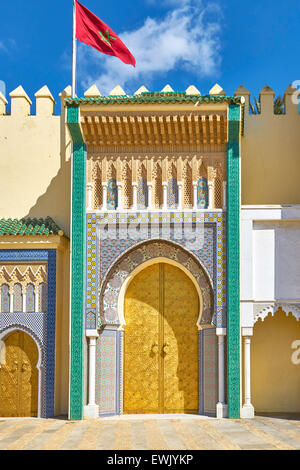 Entrée au Palais Royal de Fès, Maroc, Afrique Banque D'Images