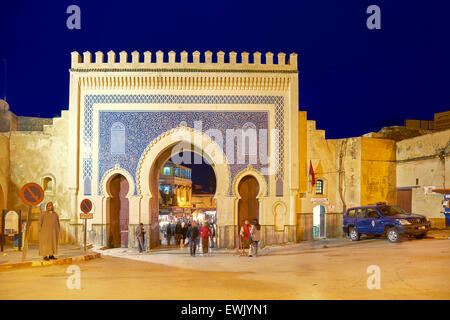 Blue Gate (Bab Boujloud), Fès Médina, Maroc, Afrique Banque D'Images