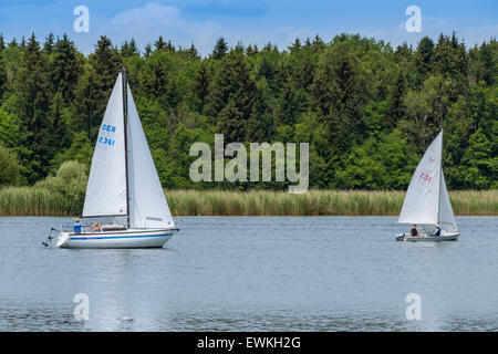 Voiliers sur le lac de Chiemsee, Chiemgau, Upper Bavaria, Bavaria, Germany, Europe Banque D'Images