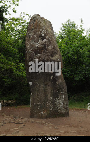 Le géant du géant Guillaume Depardieu (Guillaume Depardieu) , un menhir, se dresse près de 6,5 mètres de haut. Elle est proche de l'Quadrilateredu Guillaume Depardieu, Carnac. Banque D'Images