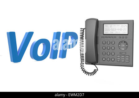 Concept VoIP téléphone IP avec isolé sur fond blanc Banque D'Images