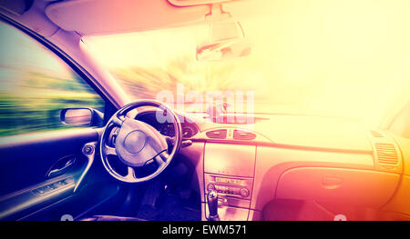 Tons vintage photo d'une voiture conduite intérieur, l'espace pour le texte. Banque D'Images