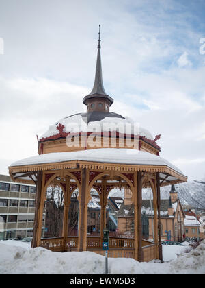 Kiosque couvert de neige, Tromso Banque D'Images