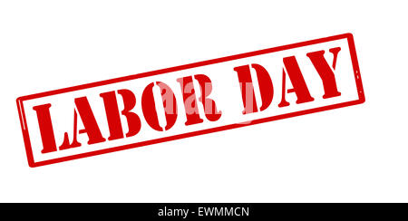Timbres en caoutchouc avec du texte à l'intérieur de la fête du travail, illustration Banque D'Images
