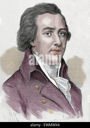 William Pitt, comte de Chatham (1708-1778). Homme d'État britannique du parti Whig le groupe. La gravure. Portrait. De couleur. Banque D'Images