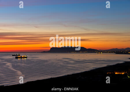 Vue aérienne de soleil sur le port de Palerme, Sicile Banque D'Images