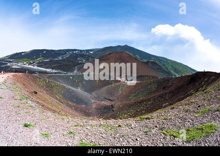 Paysage avec l'Etna en Sicile des cratères de volcans Banque D'Images