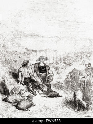 L'illustration de Gustave Doré de la fable de La Fontaine Le Berger et le Roi, (Le Berger et le Roi). Banque D'Images