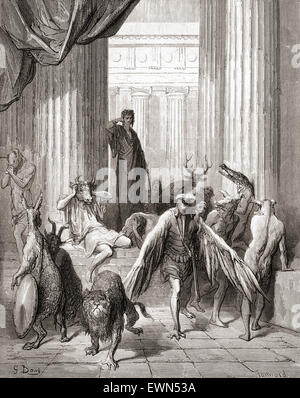 L'illustration de Gustave Doré de la fable de La Fontaine Les compagnons d'Ulysse, ( Les Compagnons d'Ulysse). Banque D'Images