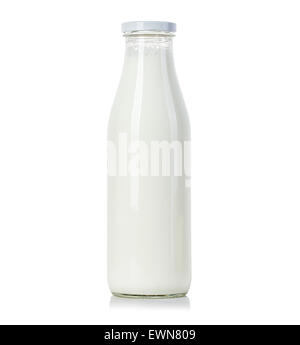 Bouteille de lait isolé sur fond blanc Banque D'Images